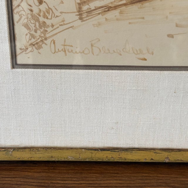 Mid 20th Century Signed Antimo Beneduce Sepia Landscape Study Drawing For Sale - Image 5 of 6