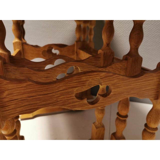 Nesting Tables in Oak with Carvings attributed to Henry Kjærnulf for Nyrup Furniture Factory, Denmark, 1960s, Set of 3 For Sale - Image 9 of 14