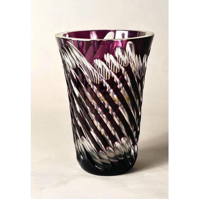 Lavender crystal vase 10\" 6.75 diameter. Please let us know if you need any additional information, photos or appraisal...