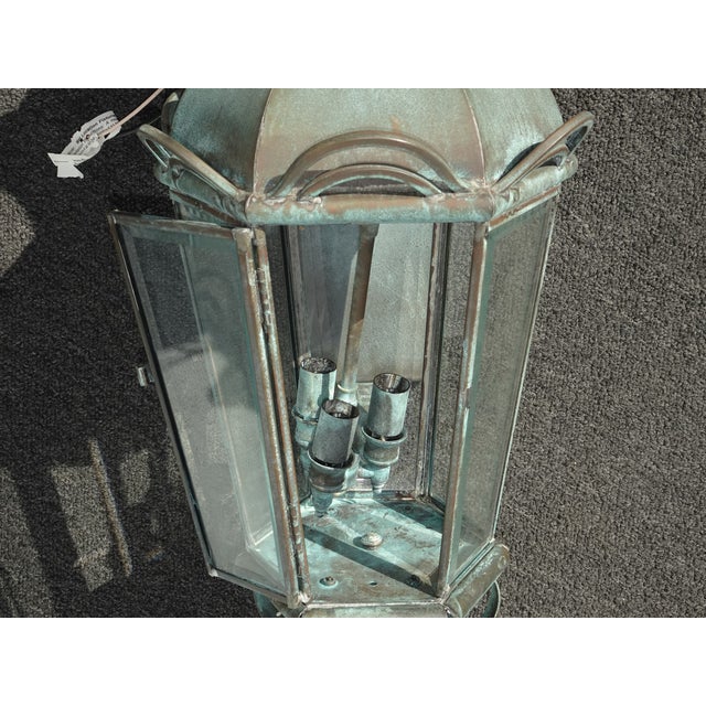 Vintage New Outdoor Wall Light Fixture Green Sconce Lantern Style For Sale - Image 9 of 11