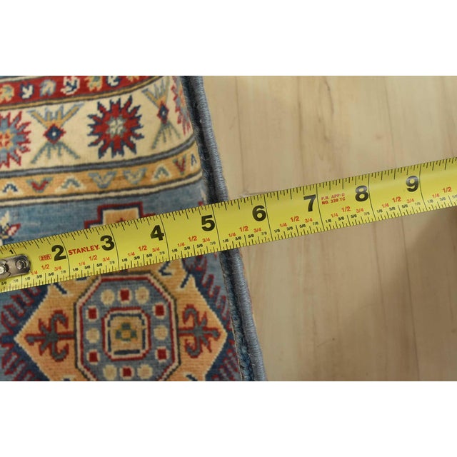 Kazak Runner 2’8” X 9’5” Blue Wool Tribal Hand-Knotted Oriental Rug For Sale - Image 11 of 13