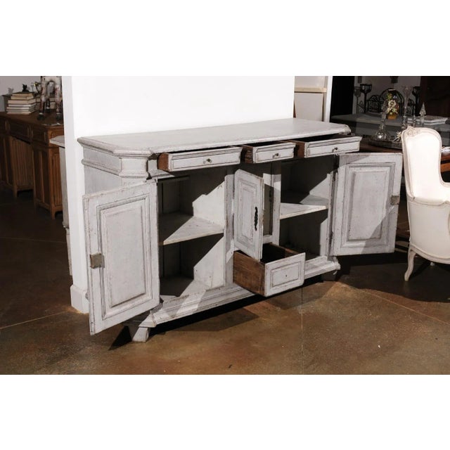 White Century Late 18th Century Swedish Gustavian Painted Wood Sideboard with Fluted Pilasters For Sale - Image 8 of 12