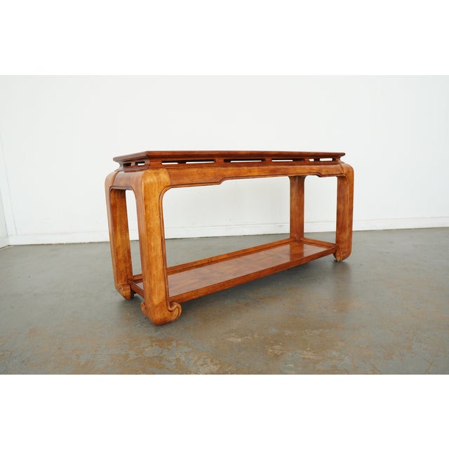1980s Vintage Century Furniture Burlwood Console Table For Sale - Image 5 of 13
