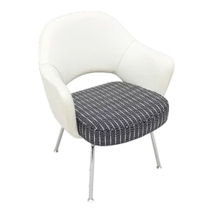Mid-Century Modern Eero Saarinen for Knoll White and Black Executive Arm Chair