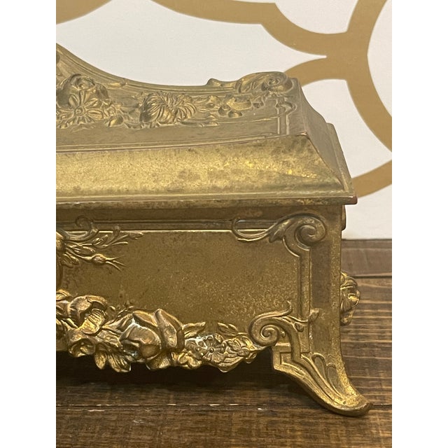 Early 1900s Art Nouveau Gold Metal Jewelry Caskets by w.b. Mfg. Co