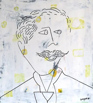Contemporary Portrait of Classical Composer Scriabin Mixed-Media Painting