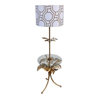 Mid Century 1960's Hollywood Regency Italian Gilded Tole Floor Lamp For Sale