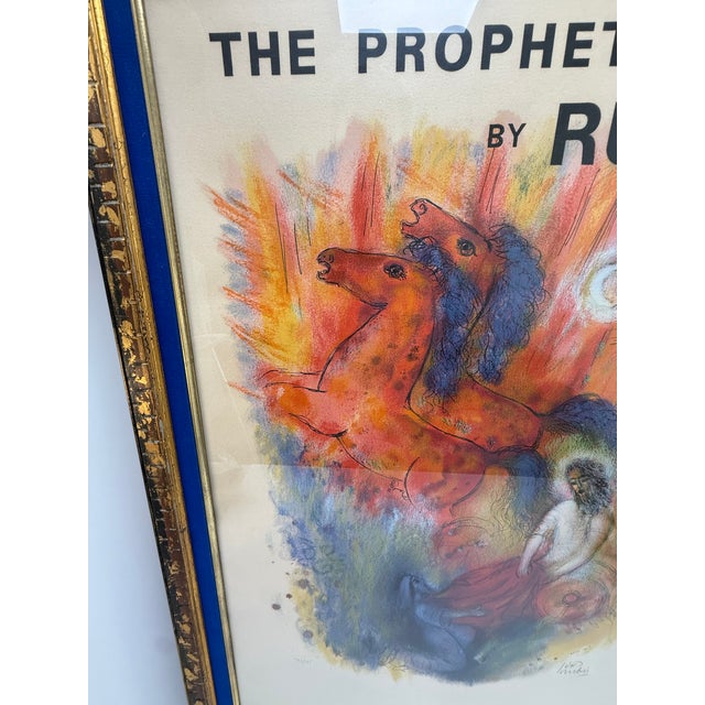 Red C. 1973, "The Prophets by Rubin", French Mourlot Exhibition Color Lithograph - Featuring "Elizah", Giclee in Vintage Frame, Artist Reuven Rubin For Sale - Image 8 of 12