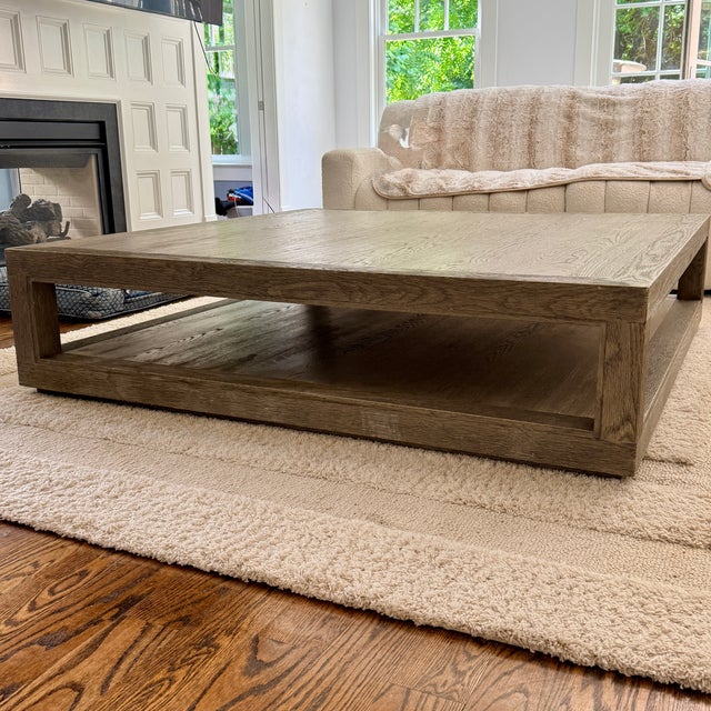 Contemporary Restoration Hardware Oversized Minimalist Gray Oak Coffee Table For Sale - Image 3 of 7
