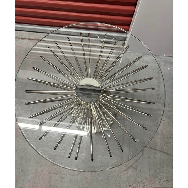 1990s Ethan Allen Contemporary Chrome & Glass “Radial” Side Table For Sale In Dallas - Image 6 of 6