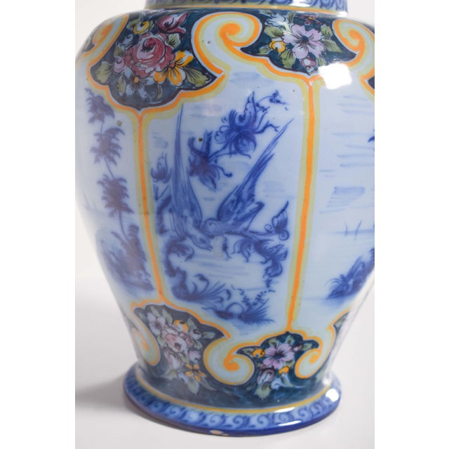 This stunning Portuguese pottery vase, originating from Alcobaça and marked “AB Alcobaça Portugal, J Luiz” on the bottom,...