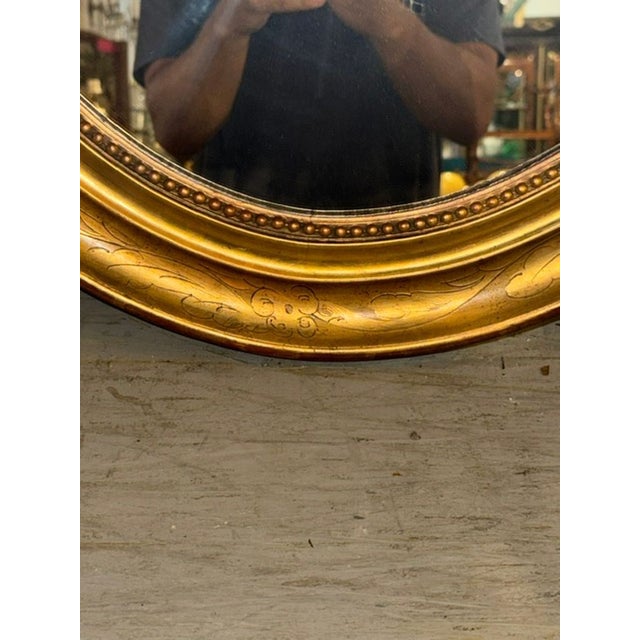 Mid 20th Century Pair of French Louis Philippe Giltwood Oval Mirrors For Sale - Image 5 of 6
