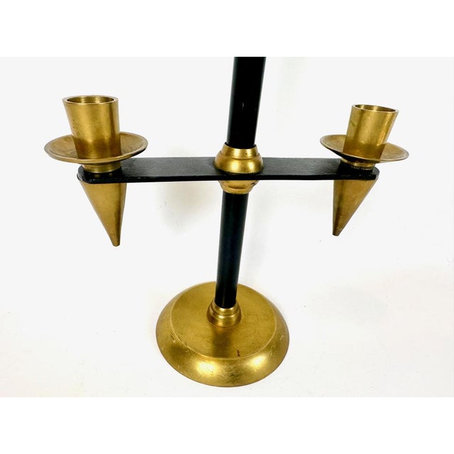 1970s Vintage Brutalist Wrought Iron and Brass Candleholder by Gio Ponti, 1970s For Sale - Image 5 of 12