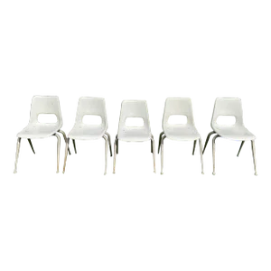 Mid 20th Century Mid-Century Modern Light Grey Brunswick Fiberglass Chairs - Set of 6