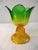 Vintage Marigold & Green Flash Glass Flower Dessert Glasses, S/10 For Sale - Image 4 of 7
