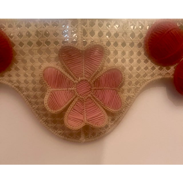 Arts & Crafts Fun Quirky Mercedes Salazar Cherrys Garden Rafia Mirror in Perfect Condition For Sale - Image 3 of 4