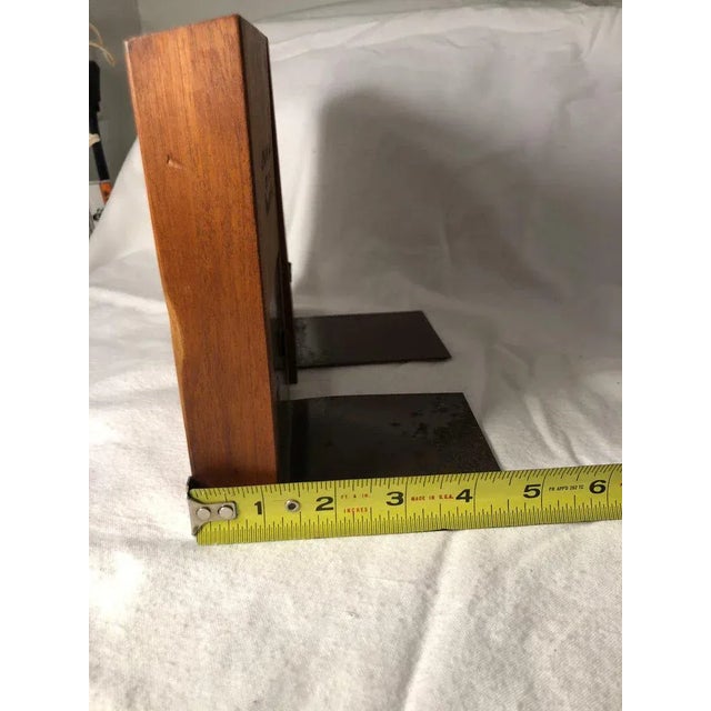 Ernest John Mid-Century Modern Walnut and Enamel Bookends - a Pair For Sale - Image 9 of 13
