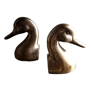 Mid-Century Duck Brass Bookends, 1970s, Set of 2 For Sale