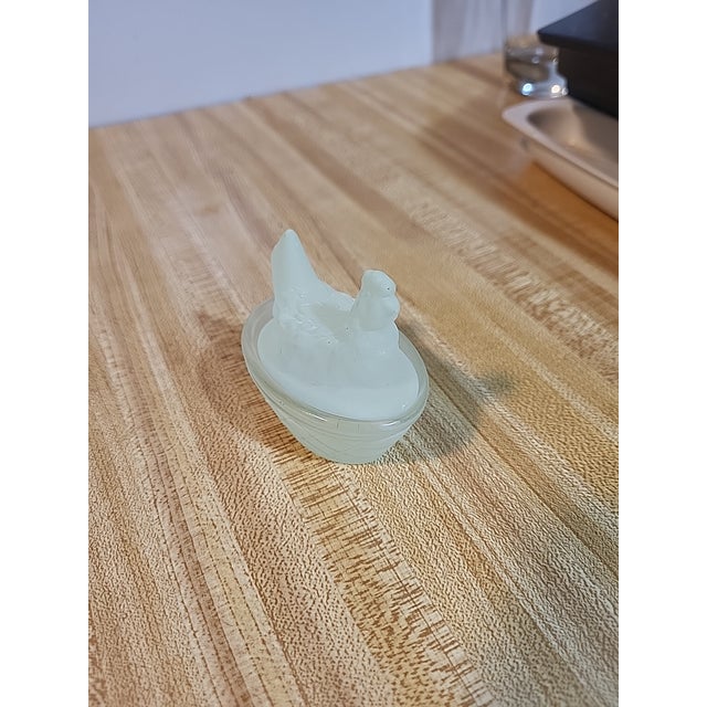 Modern Mini Uranium Glass Hen on Nest Glowy Green Salt Cellar For Sale - Image 3 of 8