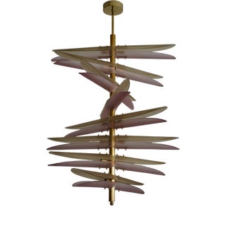 Helix Pink and Amber Art Glass Pendant Light, 2000 For Sale