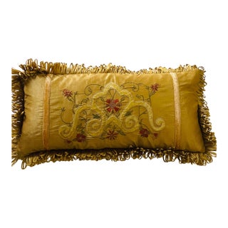 1960s Gorgeous Silk Neobaroque Regency Lumbar Pillow Feather Down For Sale