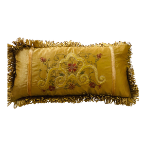1960s Gorgeous Silk Neobaroque Regency Lumbar Pillow Feather Down