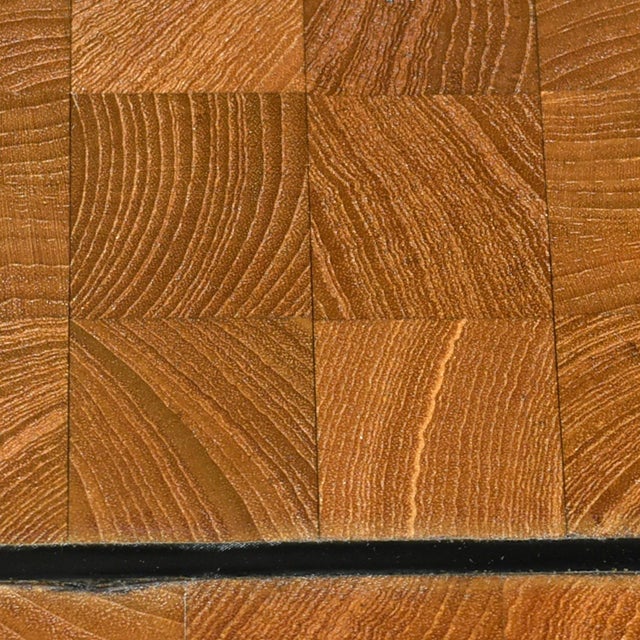 Square 49.5 Inch Danish Teak Butcher Block Coffee Table on Black Iron Base For Sale - Image 16 of 17