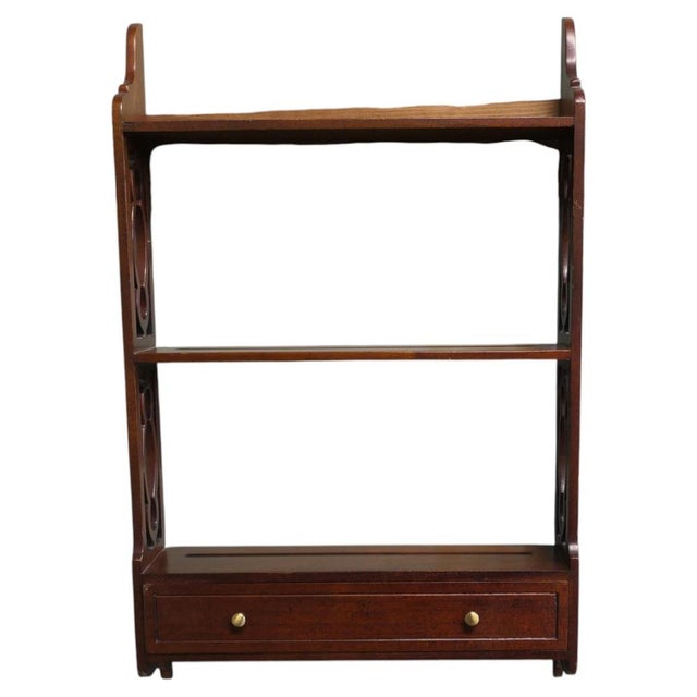 Wood Wall Hanging Shelves with Drawer, 1960s For Sale - Image 7 of 7