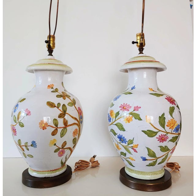 The Marbro Lamp Company 1970s Marbro Italian Ceramic Ginger Jar Lamps - a Pair For Sale - Image 4 of 12