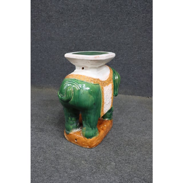 Chinese Green Glazed Ceramic Elephant Garden Stool For Sale - Image 4 of 10