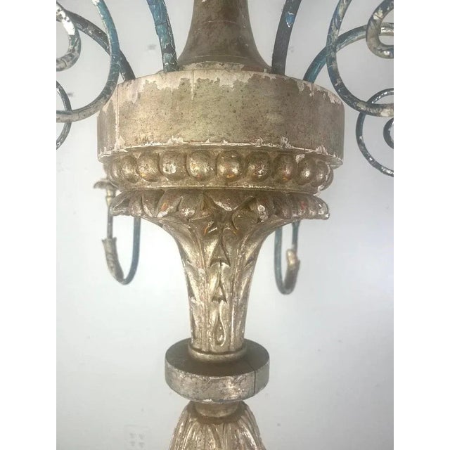 Timothy Corrigan Baroque Chandelier, Silver Leaf & Wood, Usa For Sale - Image 9 of 12