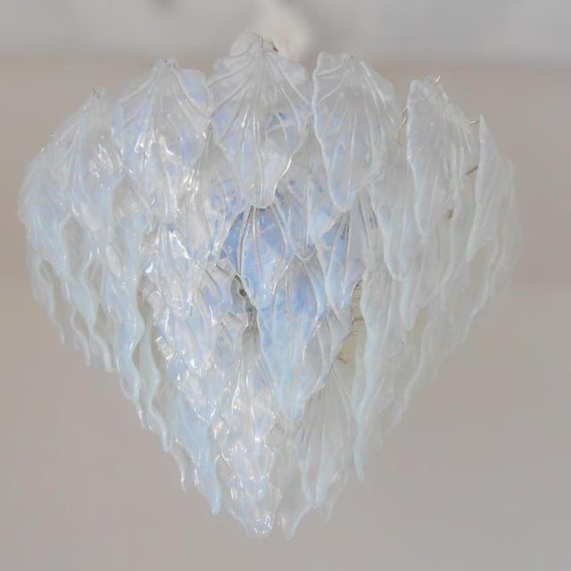 Italian 21st Century Murano Opaline Leaves Chandelier by Fabio LTD For Sale - Image 3 of 4