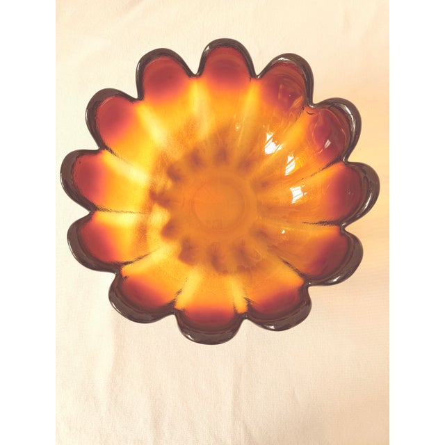 Mid 20th Century Amber Art Glass, Lotus Bowl by Indiana Glass For Sale - Image 10 of 11