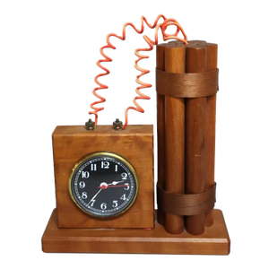 Vintage Folk Art Dynamite Wooden Desk Clock