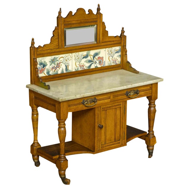 Edwardian Walnut Washstand, 1890s For Sale
