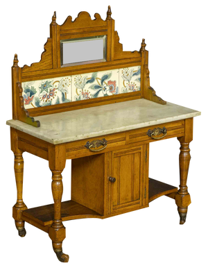 Edwardian Walnut Washstand, 1890s