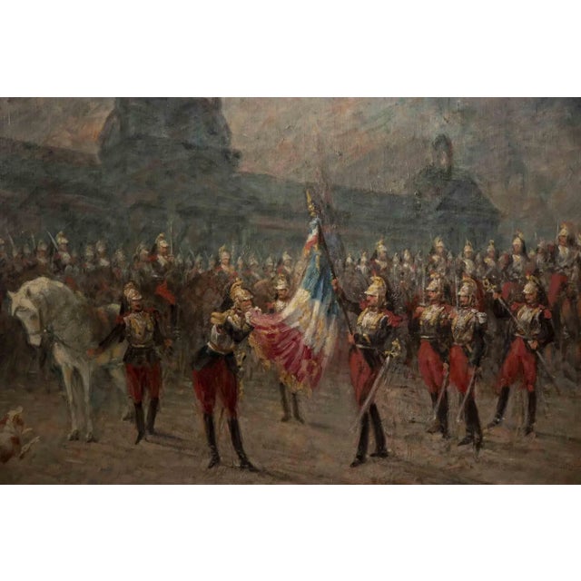 Ceremony of the Cuirassiers is an original painting realized by Louis Beraud in the Early 20th Century. Mixed colored oil...