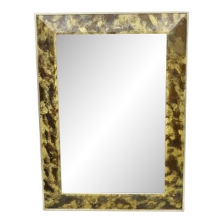 Late 20th Century Decorative Arts Inc. Faux Tortoise Shell Painted Brown & Gold Modern Wall Mirror For Sale