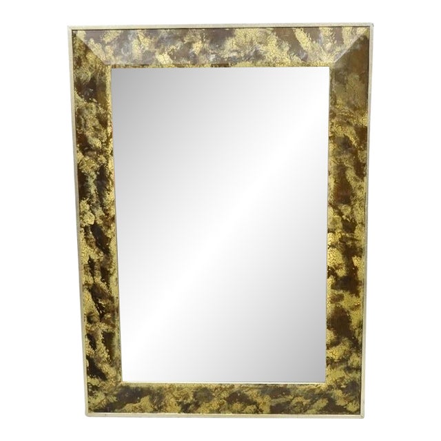 Late 20th Century Decorative Arts Inc. Faux Tortoise Shell Painted Brown & Gold Modern Wall Mirror For Sale