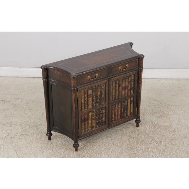 Traditional Maitland Smith Leather Wrapped Book Spline Console Cabinet For Sale - Image 3 of 18