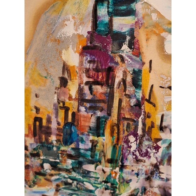 Paper 1970s Charles Weissman Melohs Mixed Media Painting New York, n.y. For Sale - Image 7 of 15