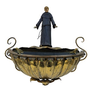 Italian Mixed Metals St. Francis of Assisi Wall Pocket Planter For Sale