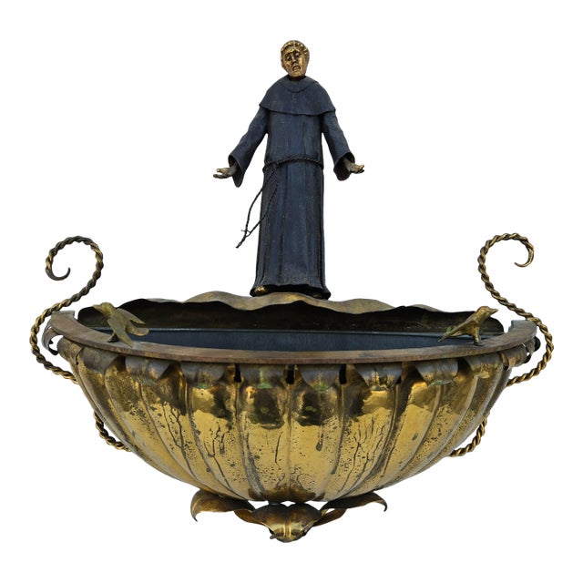 Italian Mixed Metals St. Francis of Assisi Wall Pocket Planter For Sale