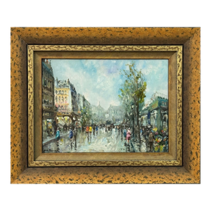 Paris Street Scene with Figures Parisian Street 20th Century Post-Impressionism 1975 Circa