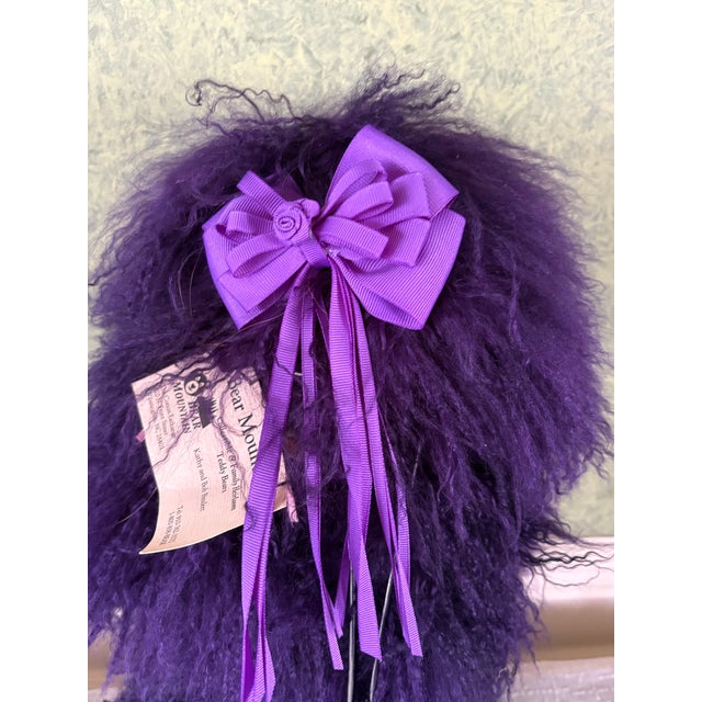 Animal Skin Purple Mongolian Lamb Fur Large Collectible Teddy Bear by Bear Mountain Artist Kathy Bindert For Sale - Image 7 of 8