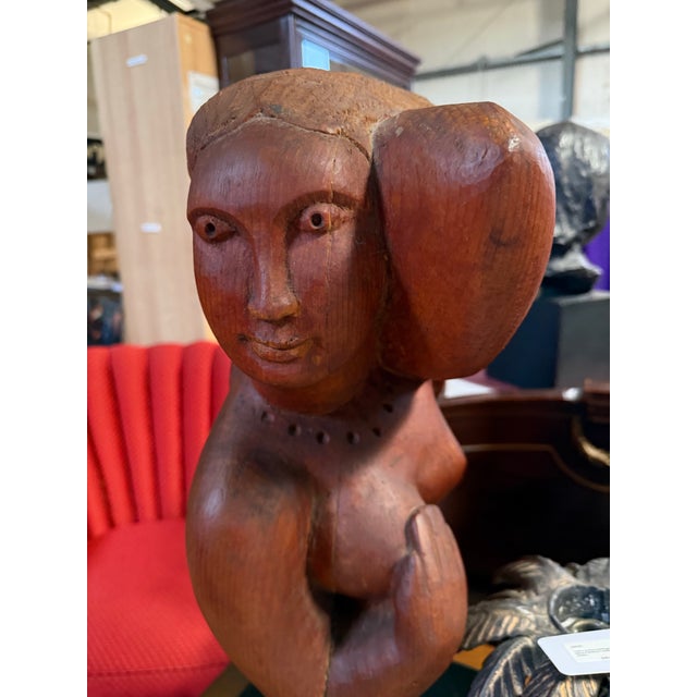 Nautical Early 20th Century Very Unique Figure Head for Boat Mermaid Made of Cedar Ulysses Oxf 81 For Sale - Image 3 of 12