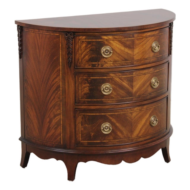Councill Craftsman Inlaid Mahogany Demilune Chest For Sale
