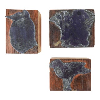 Etched Metal & Wood Print Blocks in the Manner of Leonard Baskin Birds For Sale