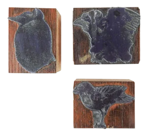 Etched Metal & Wood Print Blocks in the Manner of Leonard Baskin Birds