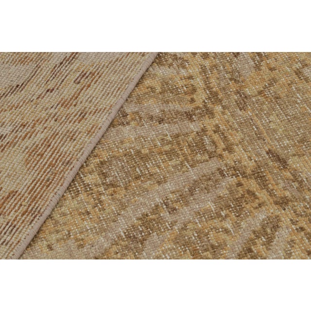 Textile Rug & Kilim’s Distressed European Rug in Beige-Brown & Gold Floral Pattern For Sale - Image 7 of 7